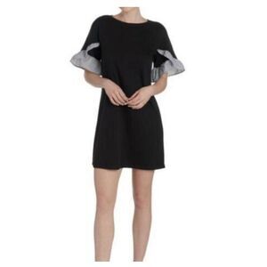 Luxology Black Ruffle Sleeve Shift Dress Large